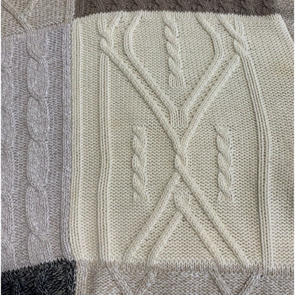 Vtg Orvis Dad Fisherman Sweater Cable Knit Color Block Crew Pullover Cotton XL - Picture 3 of 11